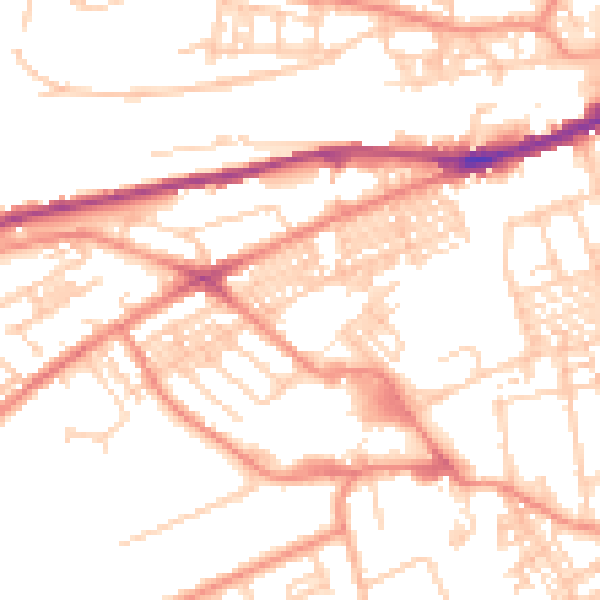 Daytime road noise heatmap for HD4 5DJ