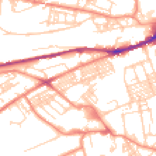 Daytime road noise heatmap for HD4 5DL