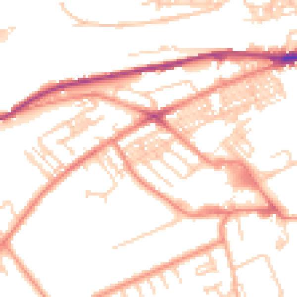 Daytime road noise heatmap for HD4 5DW