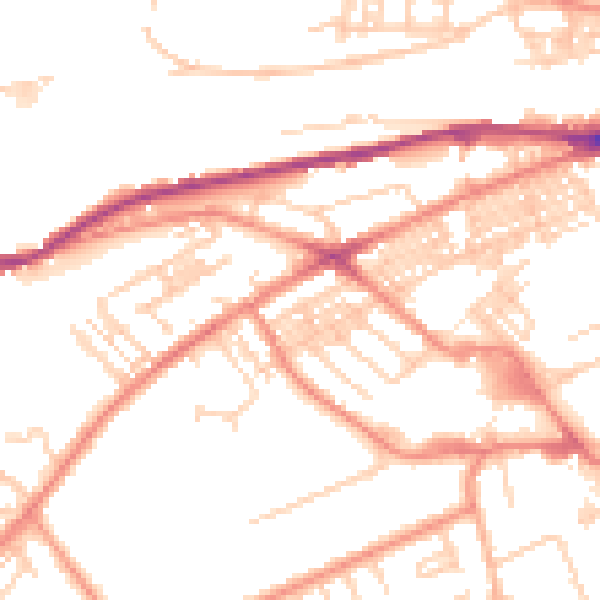 Daytime road noise heatmap for HD4 5EB