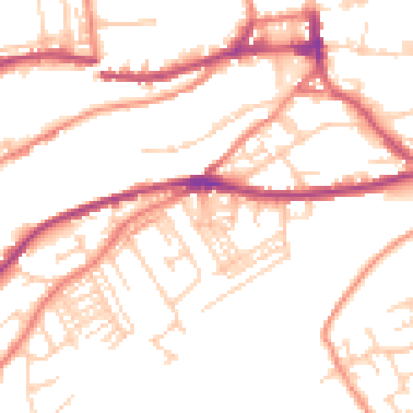 Daytime road noise heatmap for HD4 5TD