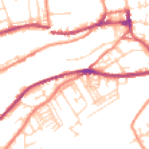 Daytime road noise heatmap for HD4 5TY