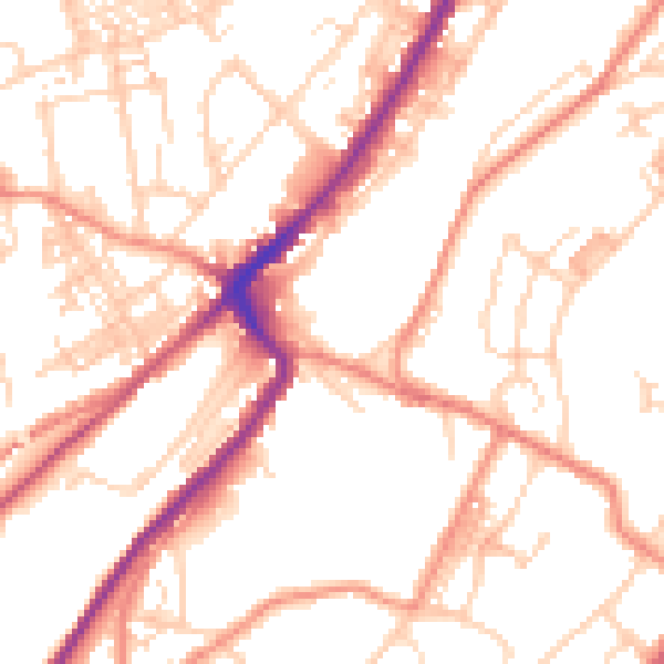 Daytime road noise heatmap for HD4 6BJ