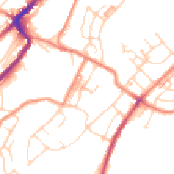 Daytime road noise heatmap for HD4 6DZ