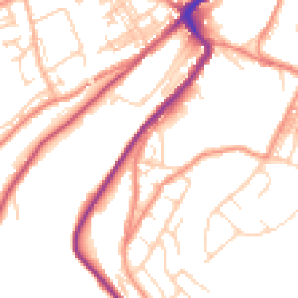 Daytime road noise heatmap for HD4 6HW