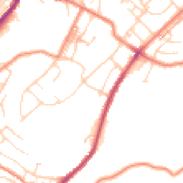 Daytime road noise heatmap for HD4 6JN