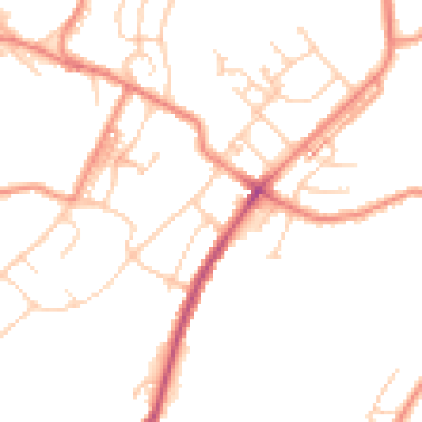 Daytime road noise heatmap for HD4 6JP