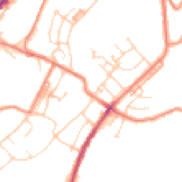 Daytime road noise heatmap for HD4 6JQ