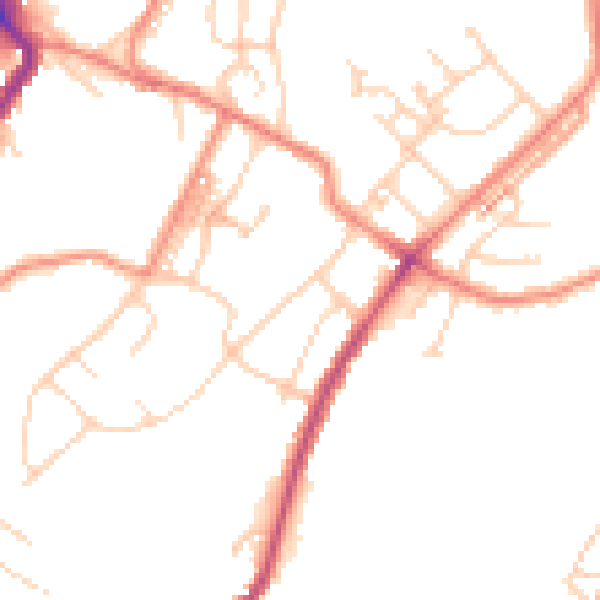 Daytime road noise heatmap for HD4 6JR