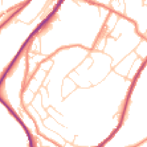Daytime road noise heatmap for HD4 6JZ