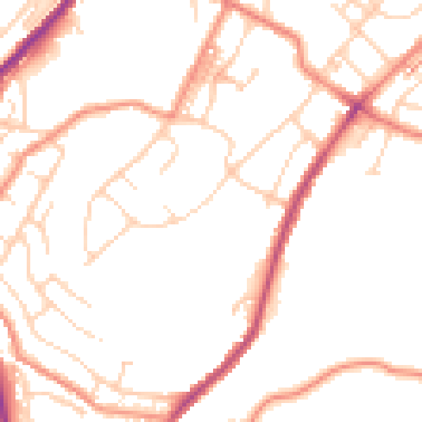 Daytime road noise heatmap for HD4 6LL