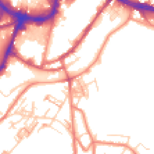 Daytime road noise heatmap for HD4 6NU