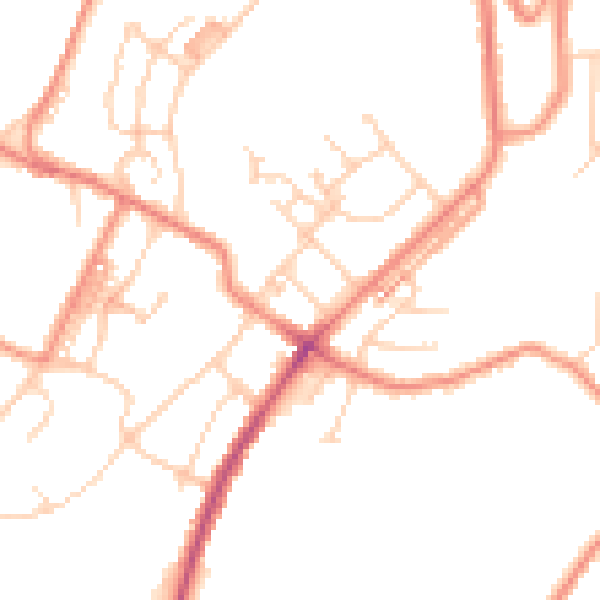 Daytime road noise heatmap for HD4 6NZ