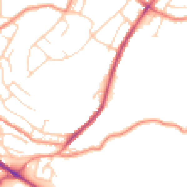 Daytime road noise heatmap for HD4 7QJ