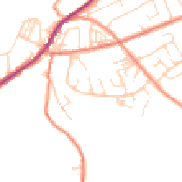 Daytime road noise heatmap for HD4 7WQ
