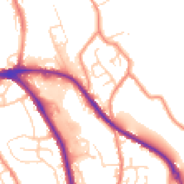 Daytime road noise heatmap for HD5 0AS