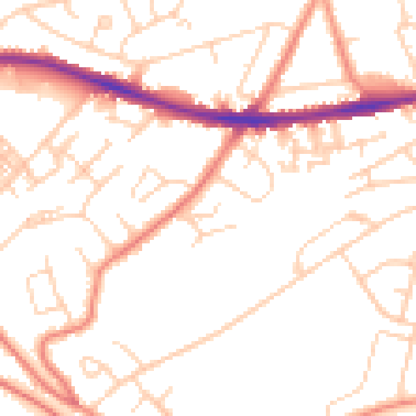 Daytime road noise heatmap for HD5 8EG