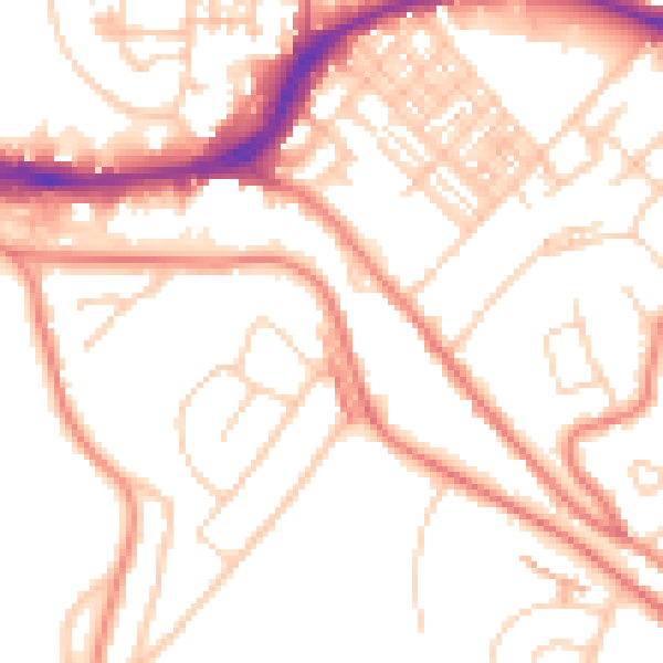 Daytime road noise heatmap for HD5 8HY