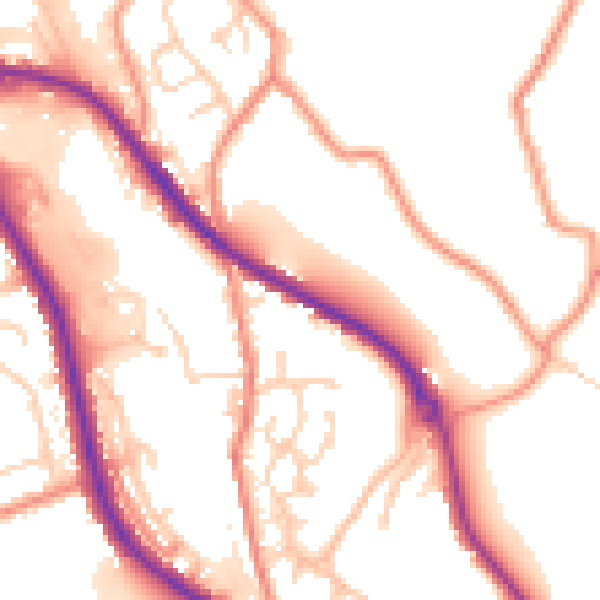 Daytime road noise heatmap for HD8 0BJ
