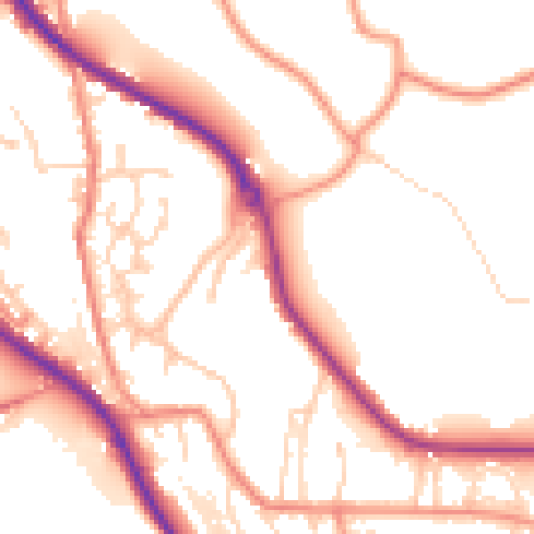 Daytime road noise heatmap for HD8 0BL