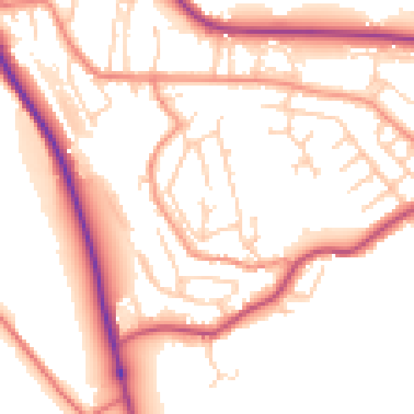 Daytime road noise heatmap for HD8 0BQ