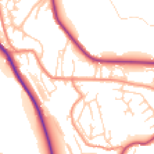Daytime road noise heatmap for HD8 0DE