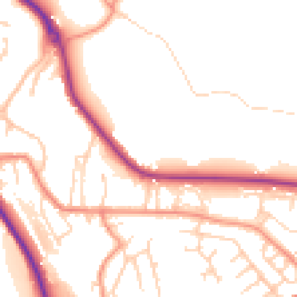 Daytime road noise heatmap for HD8 0DJ