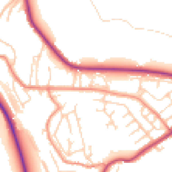 Daytime road noise heatmap for HD8 0DW