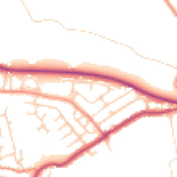 Daytime road noise heatmap for HD8 0DY