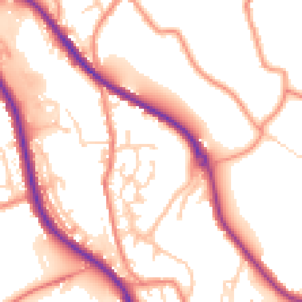 Daytime road noise heatmap for HD8 0FT