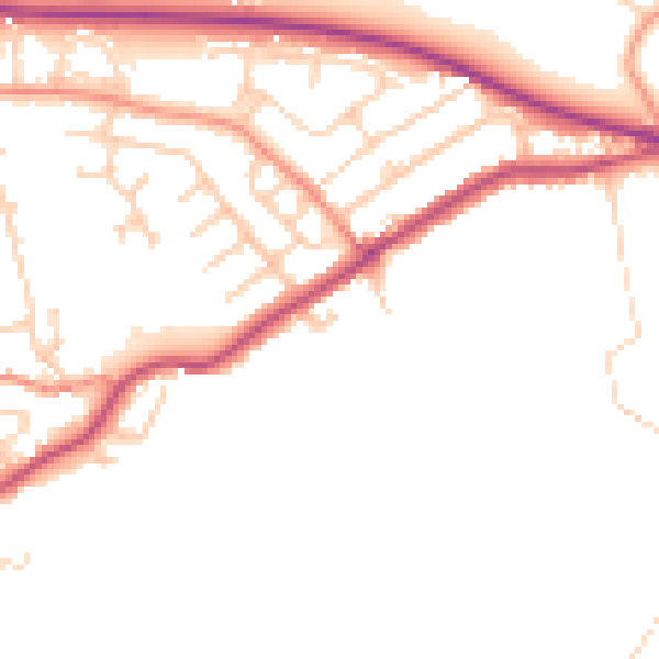 Daytime road noise heatmap for HD8 0HP