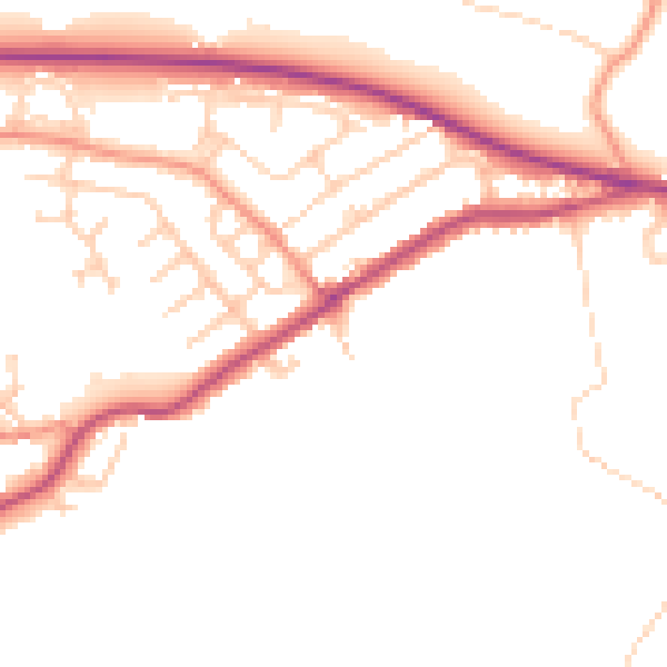 Daytime road noise heatmap for HD8 0HW
