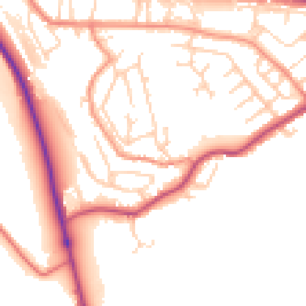 Daytime road noise heatmap for HD8 0JF