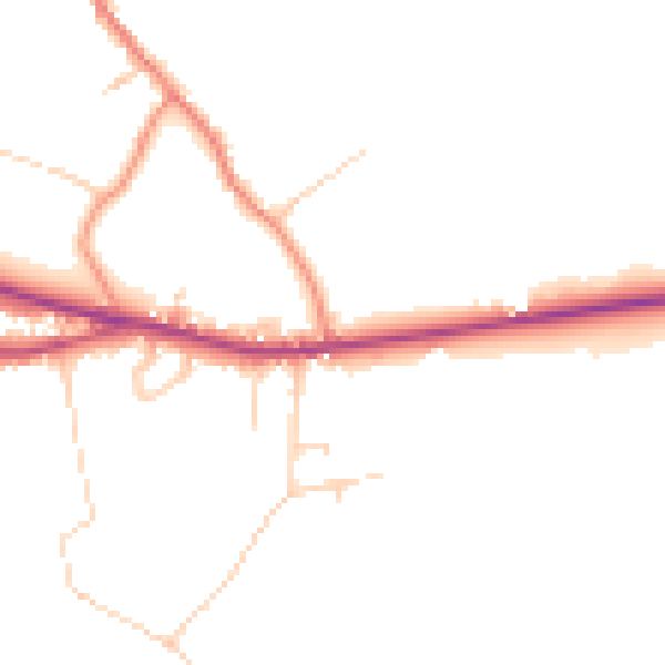 Daytime road noise heatmap for HD8 0LZ
