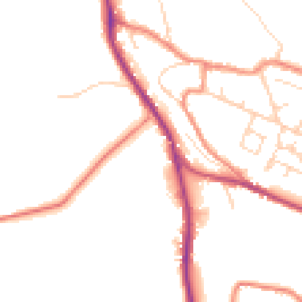 Daytime road noise heatmap for HD8 0PW
