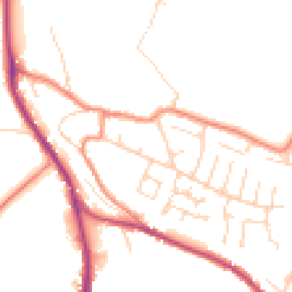 Daytime road noise heatmap for HD8 0XB