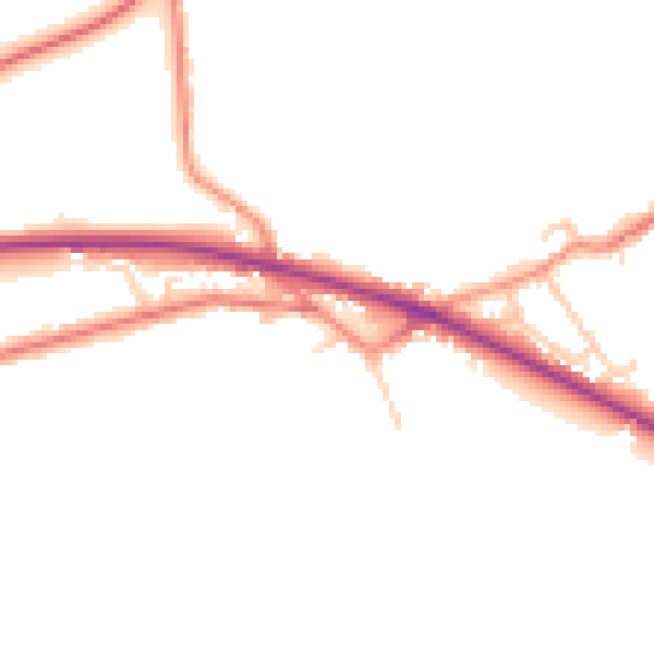 Daytime road noise heatmap for HD8 8NW