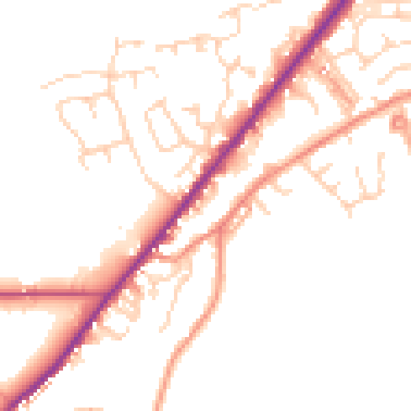 Daytime road noise heatmap for HD8 9HT