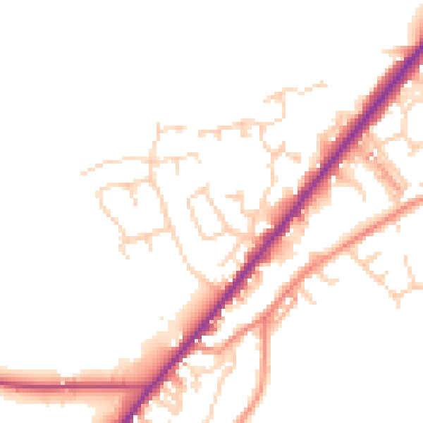 Daytime road noise heatmap for HD8 9JA