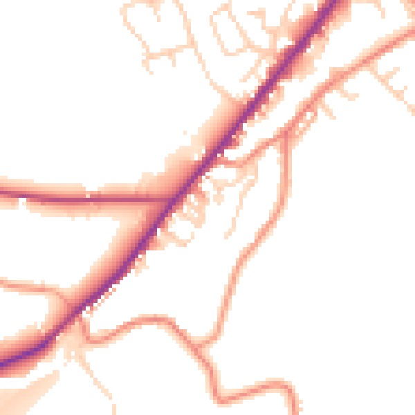 Daytime road noise heatmap for HD8 9JQ