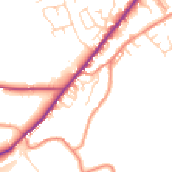 Daytime road noise heatmap for HD8 9LS