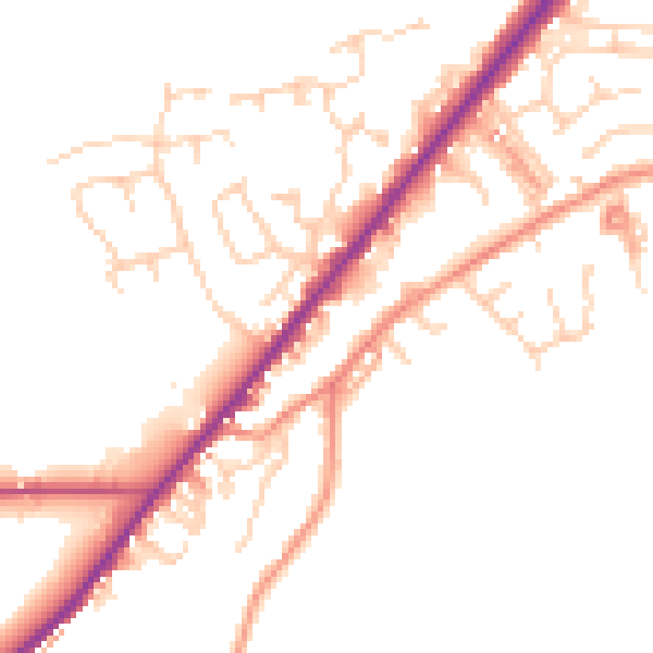 Daytime road noise heatmap for HD8 9LX