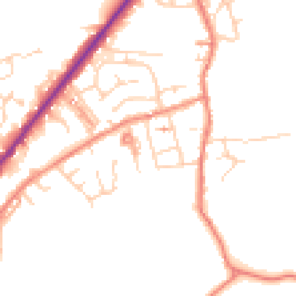 Daytime road noise heatmap for HD8 9NQ