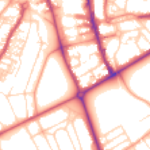 Daytime road noise heatmap for HG1 1BJ