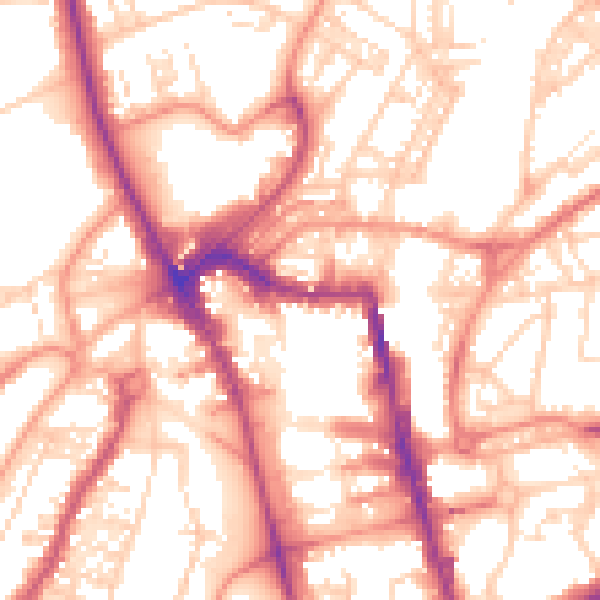 Daytime road noise heatmap for HG1 1DD