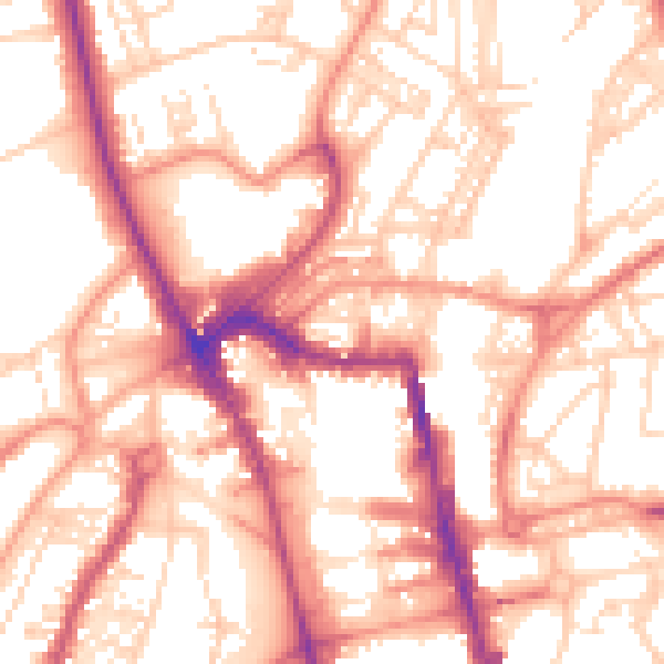 Daytime road noise heatmap for HG1 1DU