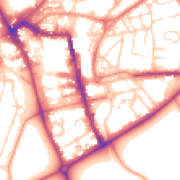 Daytime road noise heatmap for HG1 1DX