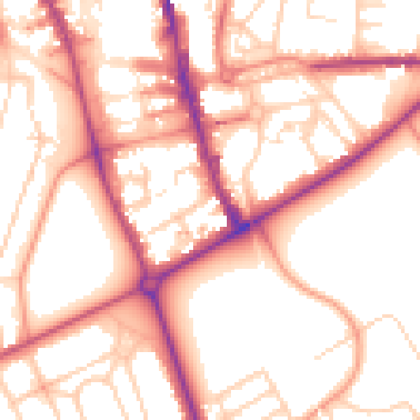Daytime road noise heatmap for HG1 1ER