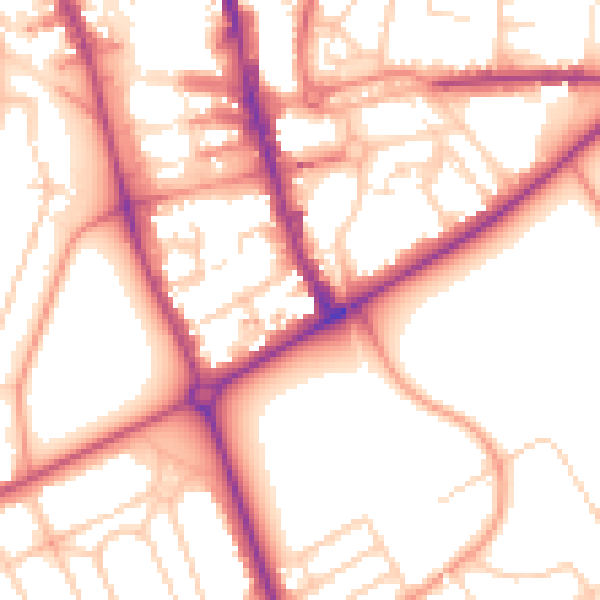 Daytime road noise heatmap for HG1 1EY