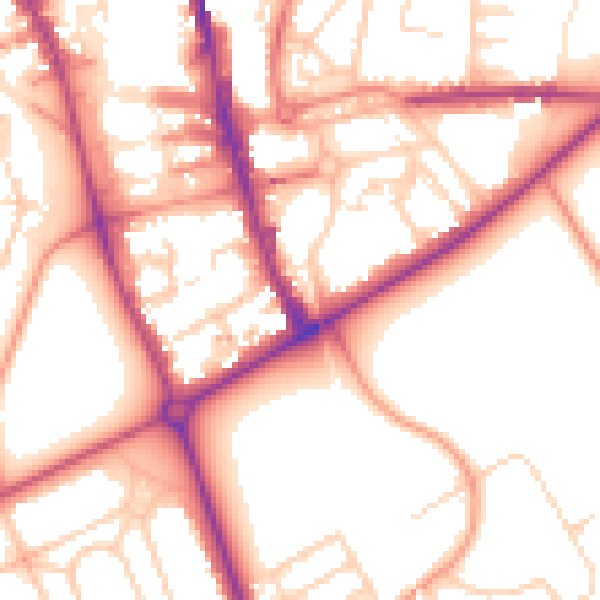 Daytime road noise heatmap for HG1 1HB
